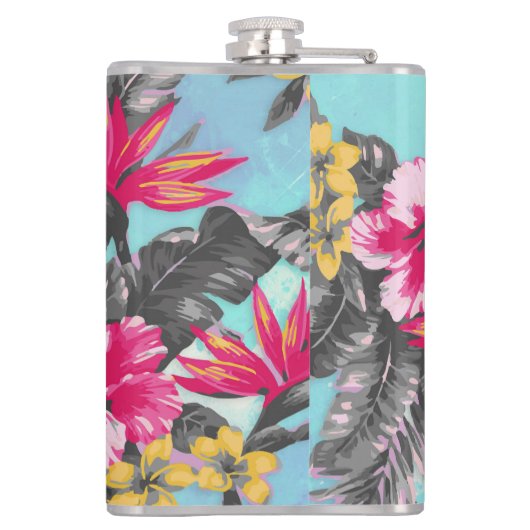 Schöne tropische Blumenfarben Wasserfarben Flachmann (Rückseite)