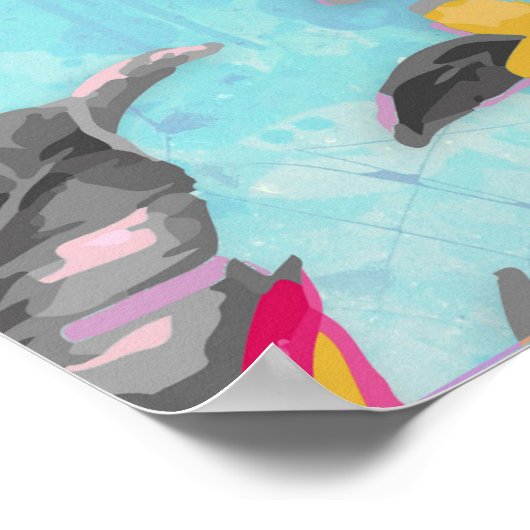 Schöne tropische Blumenfarben Wasserfarben Poster (Ecke)