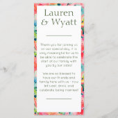 Schöne tropische Botanische Blumenhochzeit Menükarte (Rückseite)