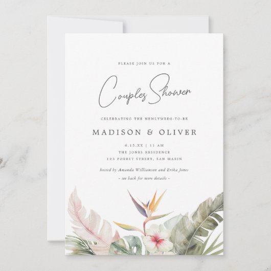 Schöne tropische Botanische Hochzeitsdusche Einladung (Vorderseite)