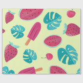 Schöne tropische Früchte Blätter Eis Pop Muster| Geschenkpapier (Flach)