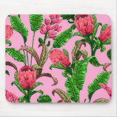 Schöne tropische grüne Blätter mit roten Blume | Mousepad (Vorne)