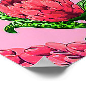 Schöne tropische grüne Blätter mit roten Blume | Poster (Ecke)