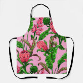 Schöne tropische grüne Blätter mit roten Blume | Schürze (Vorderseite)