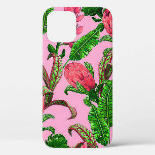 Schöne tropische grüne Blätter mit roten Blumen   Case-Mate iPhone Hülle