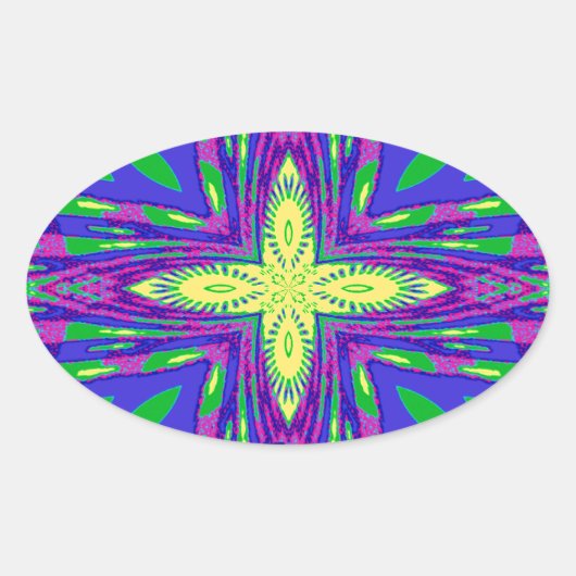 Schöne tropische Hakuna Matata Kanga Artwork. Ovaler Aufkleber (Vorderseite)