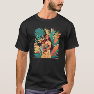 Schöne tropische Illustration einer Mama mit ihrem T-Shirt