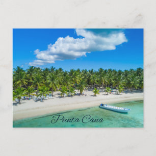 Schöne tropische Sandstrandpalmen in Punta Cana Postkarte