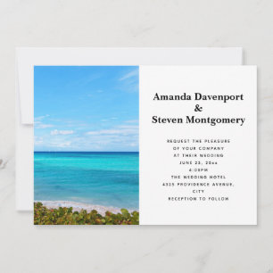 Schöne tropische Strand-Szene-Foto-Hochzeit Einladung
