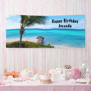 Schöne tropische Strandbrise Palm Geburtstag Banner