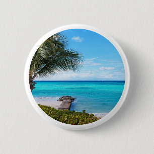 Schöne tropische Strandbrise Palmenbaum Button