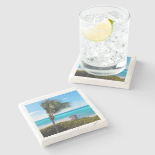 Schöne tropische Strandbrise Palmenbaum Steinuntersetzer