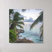Schöne Tropische Szene Ocean Palm Trecks Felsen Leinwanddruck (Vorderseite)