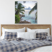 Schöne Tropische Szene Ocean Palm Trecks Felsen Leinwanddruck (Insitu (Schlafzimmer))