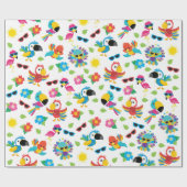 Schöne tropische Vögel farbenfrohe Paradies Muster Geschenkpapier (Flach)