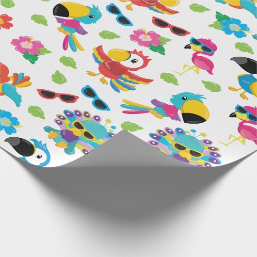 Schöne tropische Vögel farbenfrohe Paradies Muster Geschenkpapier (Ecke)