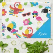 Schöne tropische Vögel farbenfrohe Paradies Muster Geschirrtuch (Gefaltet)