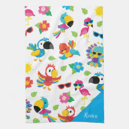 Schöne tropische Vögel farbenfrohe Paradies Muster Geschirrtuch