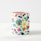 Schöne tropische Vögel farbenfrohe Paradies Muster Zweifarbige Tasse (Mittel)