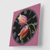 Schöne Tulips römische Zahl Quadratische Wanduhr (Winkel)