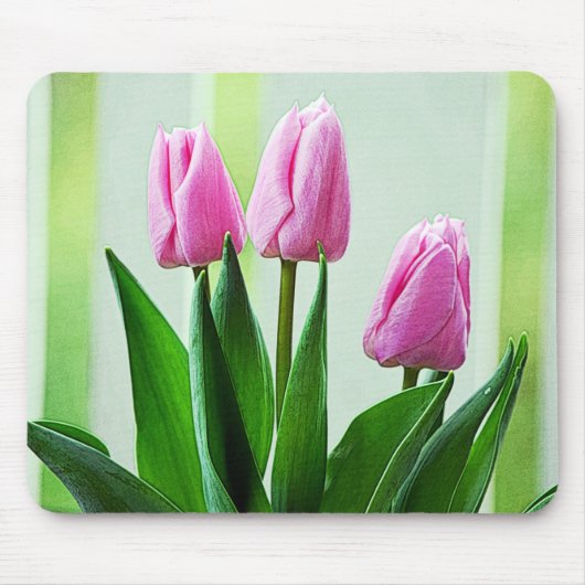 Schöne Tulpe-Blume, grüne Blätter Mousepad (Vorne)