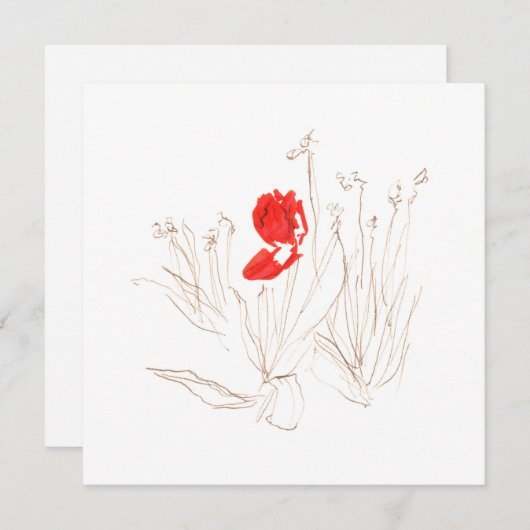 Schöne Tulpe im Wind und Regen Flat Card (Vorne/Hinten)