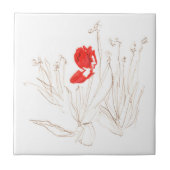 Schöne Tulpe im Wind und Regen Fliese (Vorderseite)