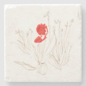 Schöne Tulpe im Wind und Regen Steinuntersetzer (Vorderseite)