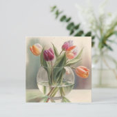Schöne Tulpen Aquarell Karte (Stehend Vorderseite)