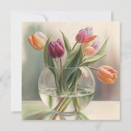 Schöne Tulpen Aquarell Karte (Vorderseite)