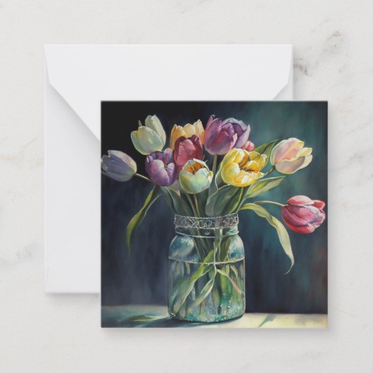 Schöne Tulpen Aquarell Mitteilungskarte (Vorderseite)