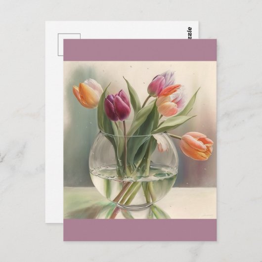 Schöne Tulpen Aquarell Postkarte (Vorne/Hinten)