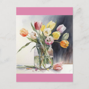 Schöne Tulpen Aquarell Postkarte