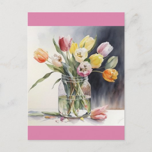Schöne Tulpen Aquarell Postkarte (Vorderseite)