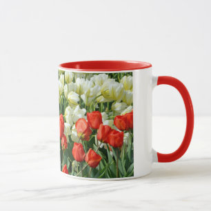 Schöne Tulpenkaffee-Tasse in Rot und Weiß Tasse