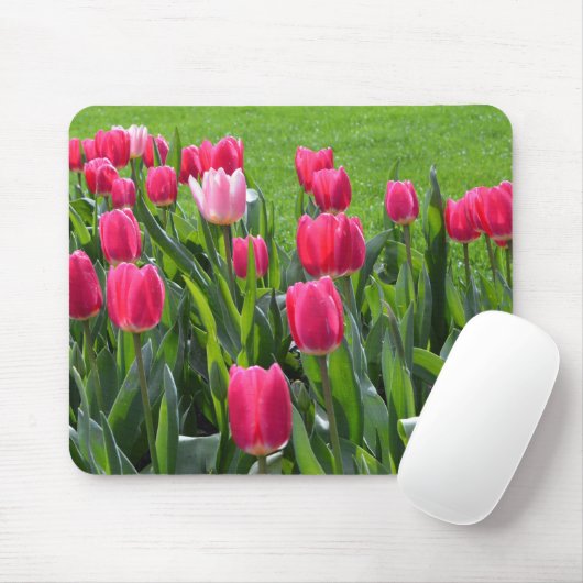 Schöne Tulpenpantoletten, grüne Blätter Mousepad (Mit Mouse)
