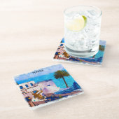 Schöne Tunesien Panorama-Aussicht Glasuntersetzer (Schrägansicht)