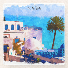 Schöne Tunesien Panorama-Aussicht Glasuntersetzer