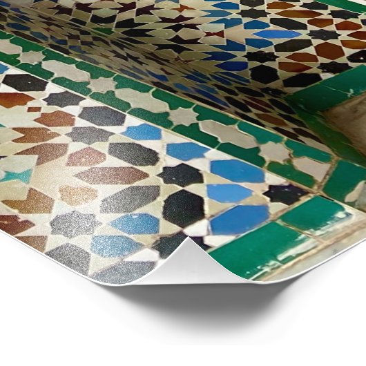 Schöne Tür in Ben Youssef - Marrakesch, Marokko Fotodruck (Ecke)