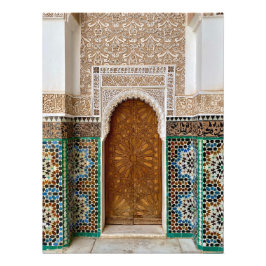 Schöne Tür in Ben Youssef - Marrakesch, Marokko Fotodruck