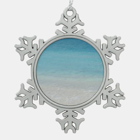 Schöne Türken des Strand-| und Caicos-Foto Schneeflocken Zinn-Ornament (Vorderseite)