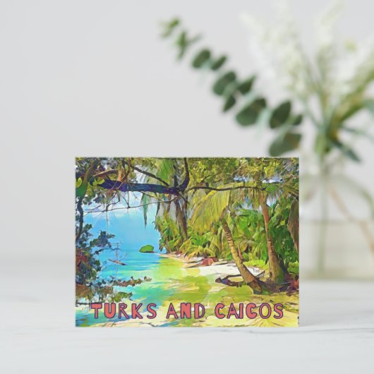 Schöne Türken und Caicos Tropisches Paradies Kunst Postkarte (Stehend Vorderseite)