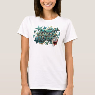 Schöne Türkis TRINKEN LÄCHELN WIEDERHOLEN Shirt-De T-Shirt