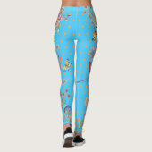 Schöne türkisfarbene Butterfly Chinoiserie Leggings (Rückseite)
