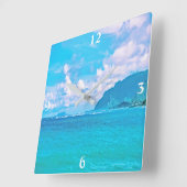 Schöne türkisfarbene Ozeanwache Quadratische Wanduhr (Winkel)