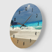 Schöne türkisfarbene tropische Fotografie Große Wanduhr (Winkel)