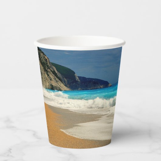 Schöne türkisfarbene tropische Fotografie Pappbecher (Vorderseite)