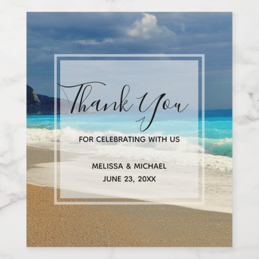 Schöne türkisfarbene tropische Fotografie Weinetikett (Einzelnes Label)