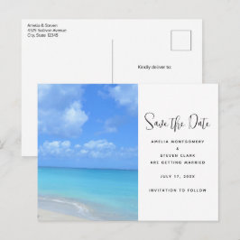 Schöne türkisfarbene tropische Strand Ankündigungspostkarte