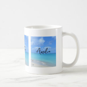 Schöne türkisfarbene tropische Strand Kaffeetasse